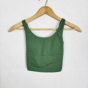 Pink ACTIVE XXS Green ribbed crop top
